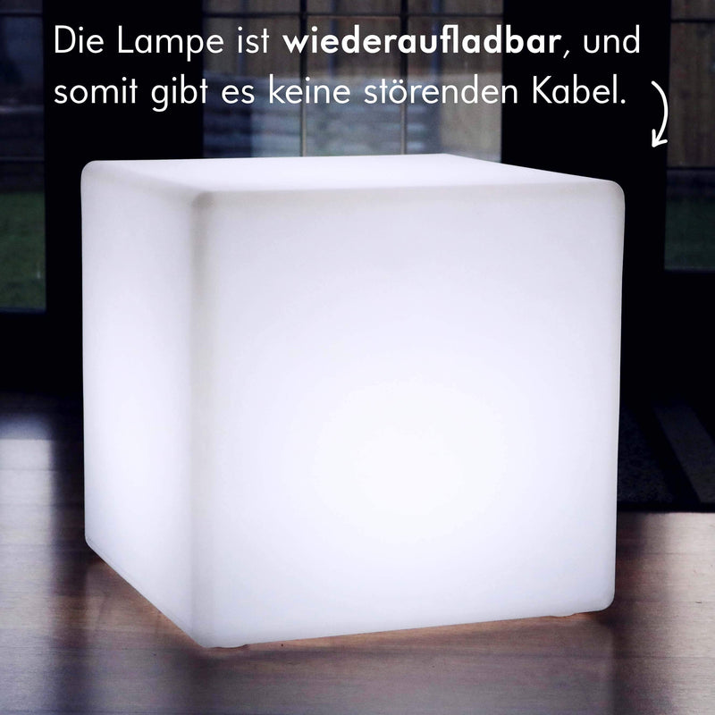 Outdoor LED Cube Seat Stool Table, 50 cm Garden Floor Lamp, Wireless RGB Light with Remote