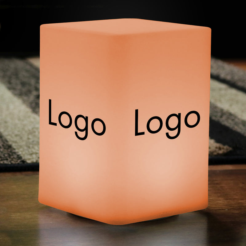 Custom Light Box, Branded Logo Corporate Centerpiece for Conference, Business Event Decor, Light Up Customizable Cube Display Block Totem Sign