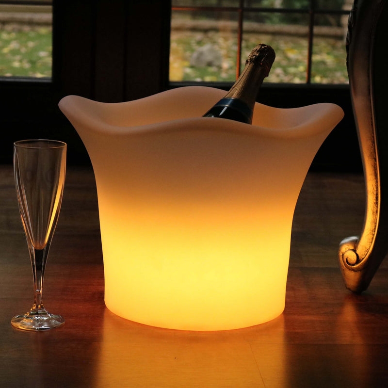 Illuminated LED Ice Bucket with Remote, Cordless, Outdoor