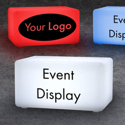 Corporate Reception Ideas for Conventions, Light Up Boxes, Custom Lighted Signs for Corporate Events, Light Up Venue Signs, Trade Show Furniture