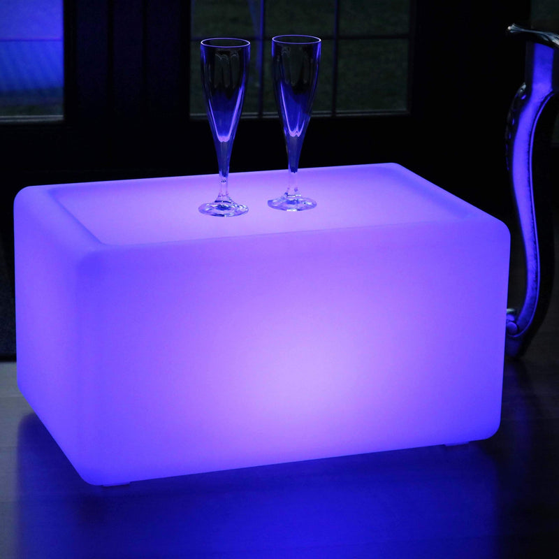 Wireless Illuminated LED Bench Seat Stool, Multi Color Outdoor Mood Light Floor Lamp Furniture