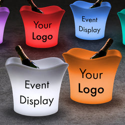 Corporate Centerpiece Ideas for Conventions, LED Lightbox with Logo, Company Table Top Signage for Tradeshows, Awards Ceremony Idea, Champagne Cooler