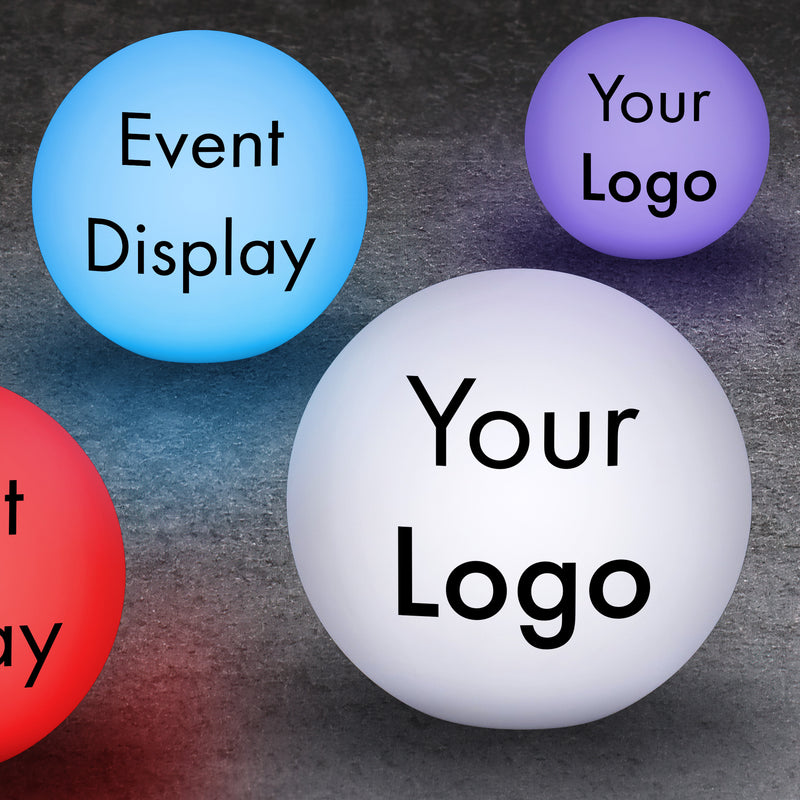 Table Signs for Events and Convention Booths, Custom Light Box Signs, Conference Display Ideas for Trade Shows, Event Sponsor Signs, RGB Ball Light