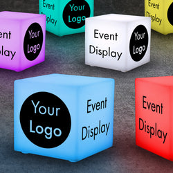 Display Sign for Corporate Events, Bespoke Lightboxes, Custom Printed Table Talkers for Conferences, Free Standing Light Box, Logo LED Cube Light Box
