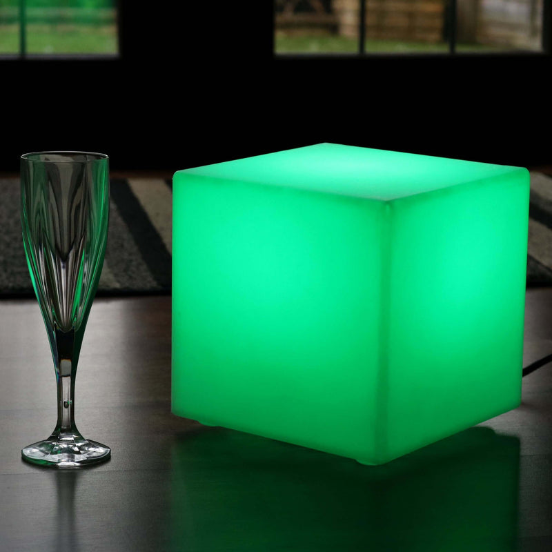 LED Bedside Lamp, Mains Powered, Multicolor RGB Cube, 20 x 20 cm