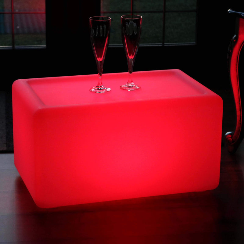 Wireless Illuminated LED Bench Seat Stool, Multi Color Outdoor Mood Light Floor Lamp Furniture
