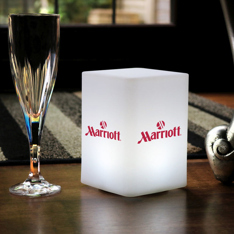Custom Light Box, Branded Logo Corporate Centerpiece for Conference, Business Event Decor, Light Up Customizable Cube Display Block Totem Sign