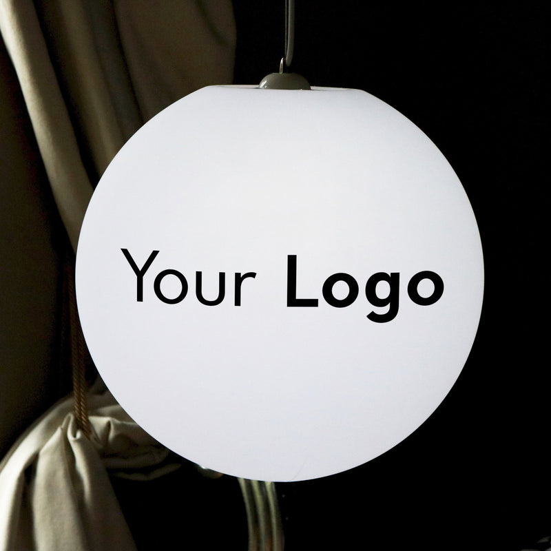 Custom Branded LED Hanging Pendant Light Box Display Sign, Personalised E27 Ceiling Lamp, Sphere