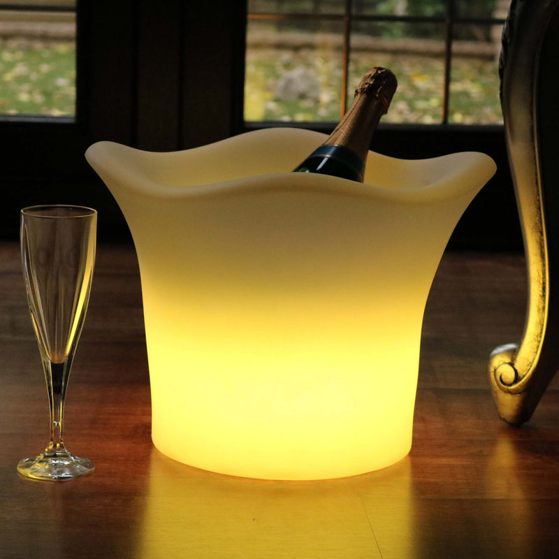 Illuminated LED Ice Bucket with Remote, Cordless, Outdoor