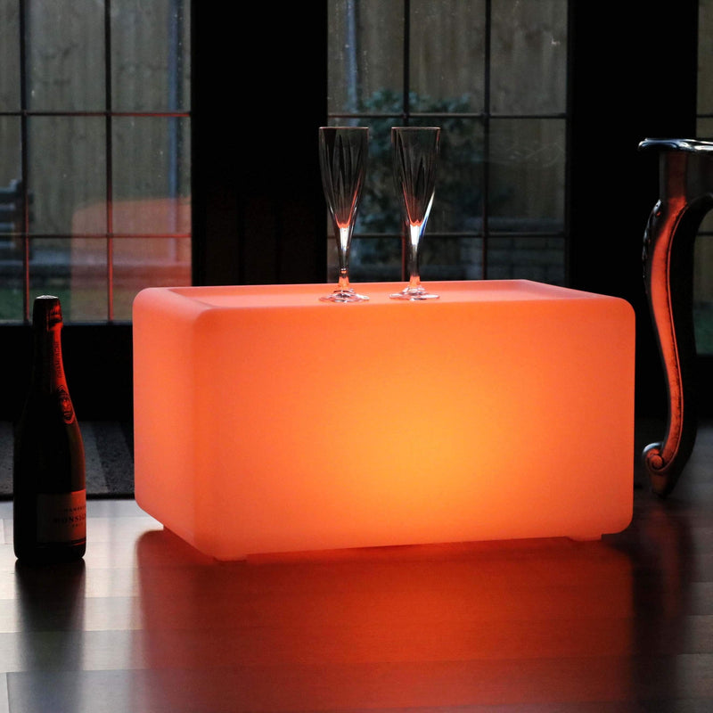 Wireless Illuminated LED Bench Seat Stool, Multi Color Outdoor Mood Light Floor Lamp Furniture