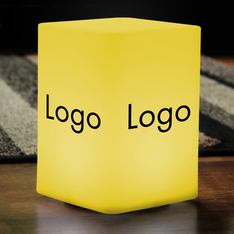 Custom Light Box, Branded Logo Corporate Centerpiece for Conference, Business Event Decor, Light Up Customizable Cube Display Block Totem Sign