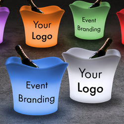 Table Signs for Events, Light Boxes with Logo, Free Standing Light Boxes for Conferences, Outdoor Tabletop Signage, Branded Wine Chiller Bucket