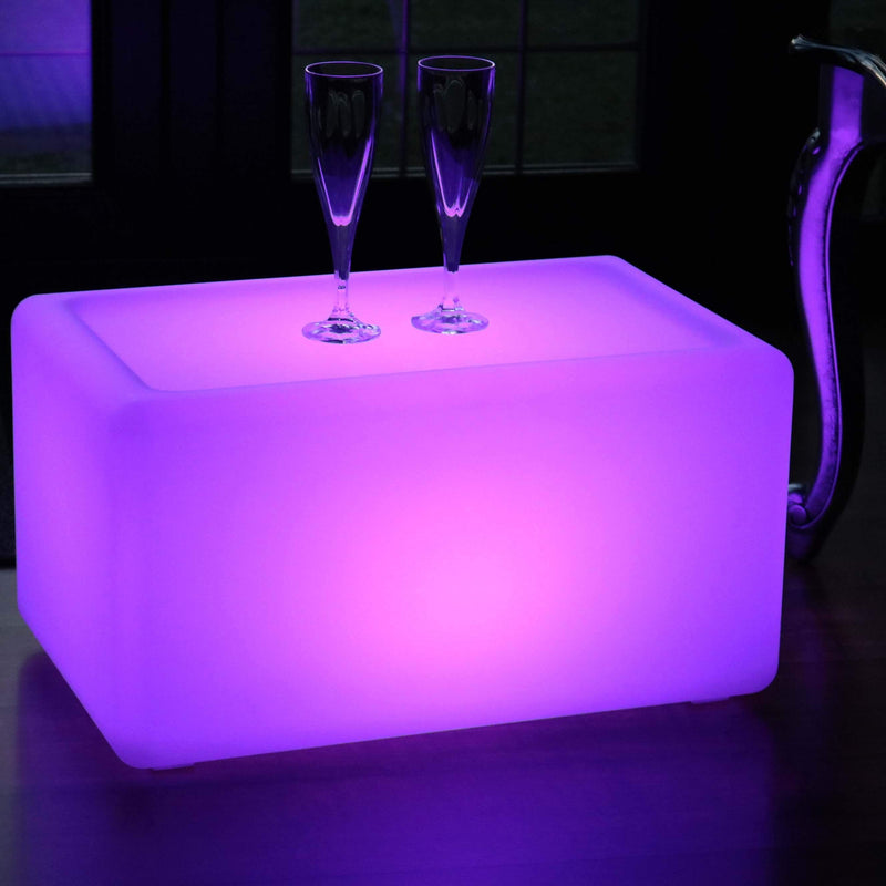 Wireless Illuminated LED Bench Seat Stool, Multi Color Outdoor Mood Light Floor Lamp Furniture
