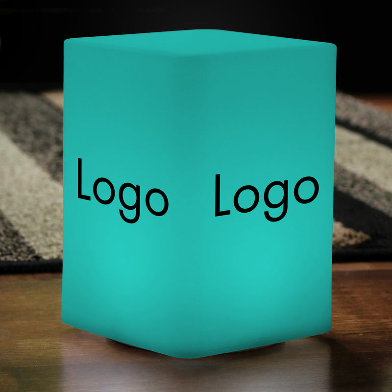 Custom Light Box, Branded Logo Corporate Centerpiece for Conference, Business Event Decor, Light Up Customizable Cube Display Block Totem Sign