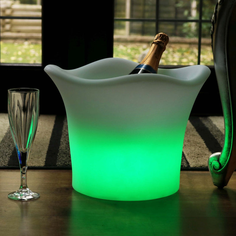 Illuminated LED Ice Bucket with Remote, Cordless, Outdoor