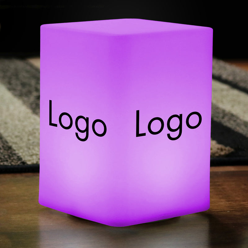 Custom Light Box, Branded Logo Corporate Centerpiece for Conference, Business Event Decor, Light Up Customizable Cube Display Block Totem Sign