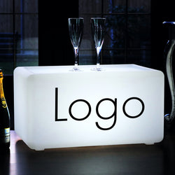 LED Light Box with Logo, Branded Furniture Seating Bench Stool, Custom Display Sign for Corporate Event Decor, Conference, Launch Party, Expo Stand