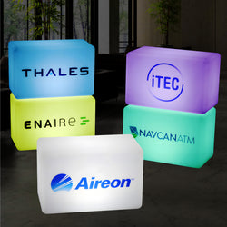 Custom Branded Lightbox with Logo, Light Up LED Seat Bench Cube Stool, LED Display Sign for Conference, Expo, Exhibition, Business Event