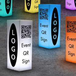 Scan QR Code Signs for Corporate Events, Customizable Light Boxes, Conference Event Signage, Convention Display Idea, Free Standing Light Box