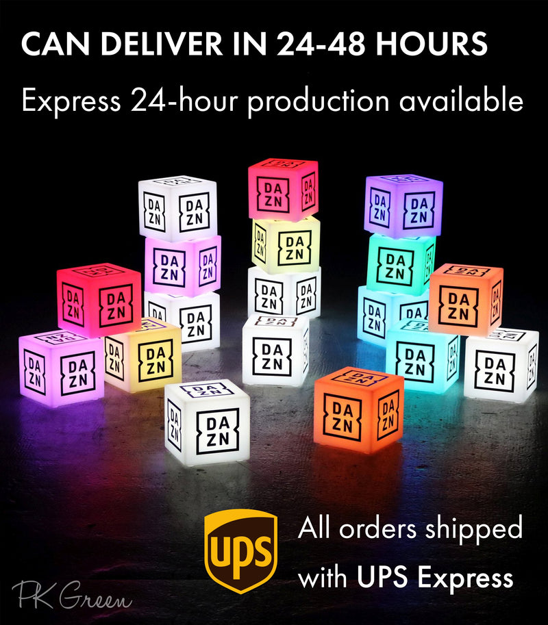 Custom Table Centers for Tradeshows, Custom Lighted Signs, Illuminated Table Talkers for Exhibit Booths, Lighted Signage, Branded Logo LED Cube Light