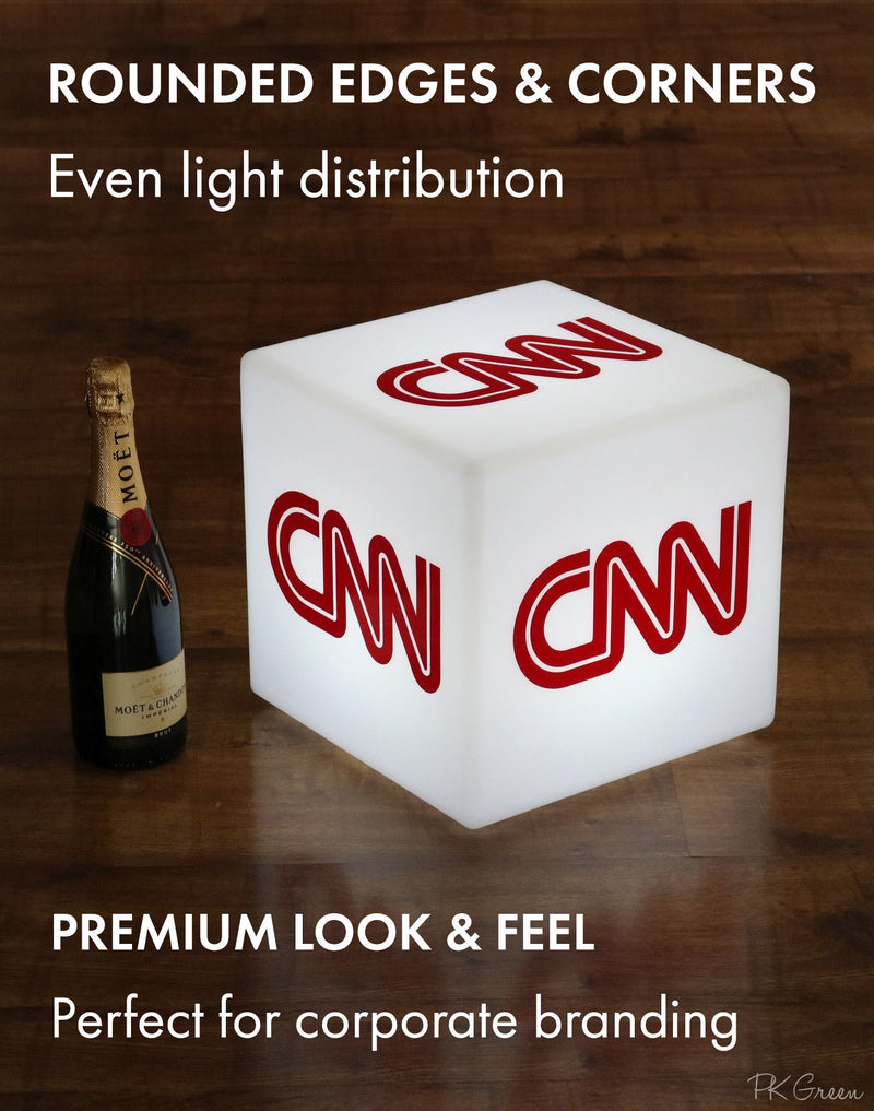 Personalized Light Box with Logo, Cordless LED Illuminated Block Display Sign Table Lamp, Cube