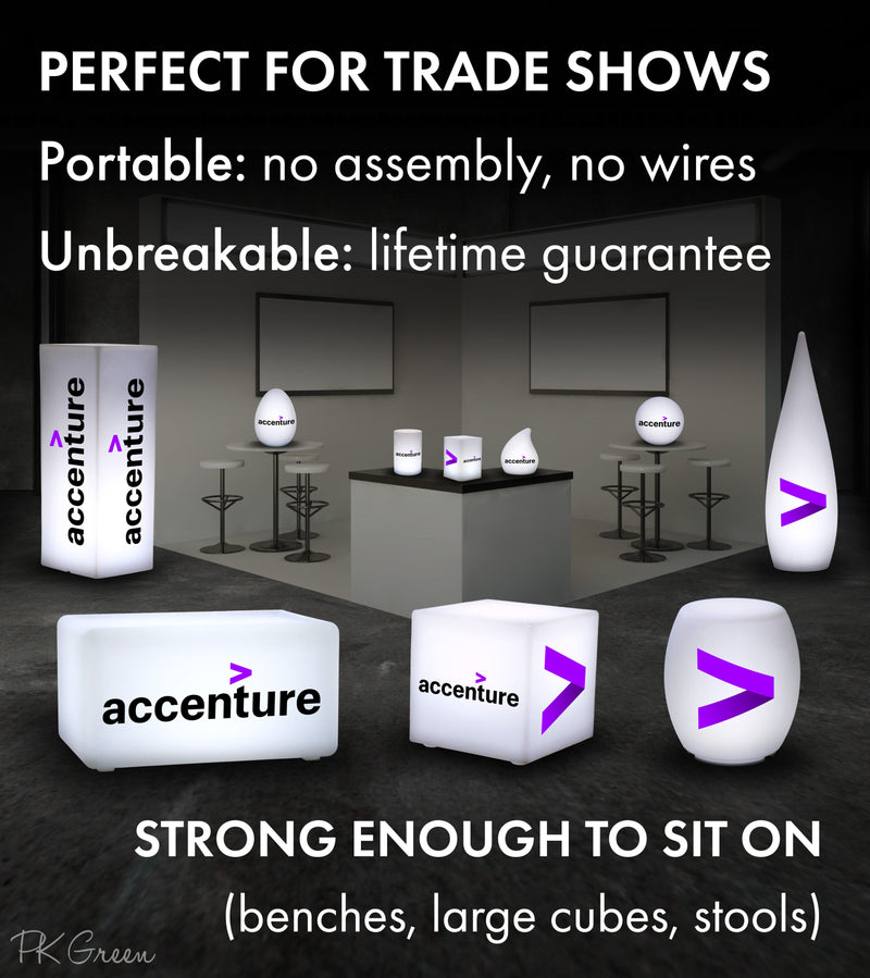 Free Standing Light Boxes for Experiential Marketing Events, Frameless Light Boxes, Convention Booth Ideas, Bespoke Event Decor, Lighted Column Sign