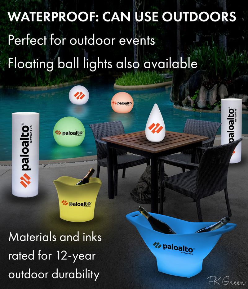 Business Table Signs for Exhibitions, Illuminated Sign Boxes, Event Branding for Conferences, Counter Top Sign, LED Color Changing Ice Bucket