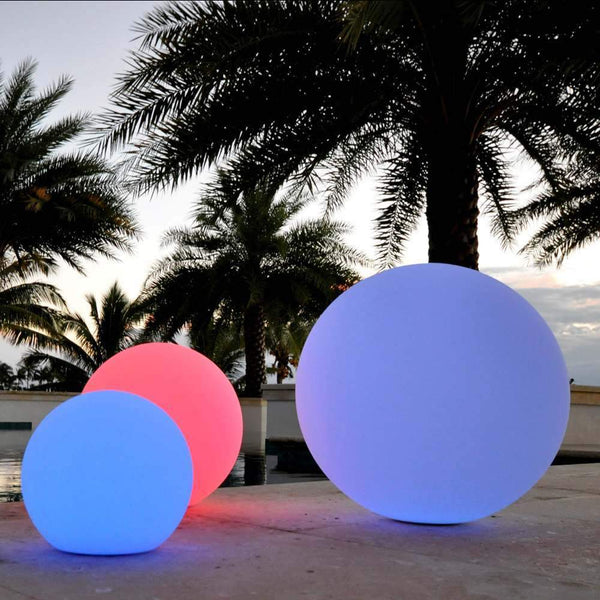 Large 60cm Outdoor LED Ball Light, Multicolor RGB Sphere Floor Lamp, Cordless Garden Lighting