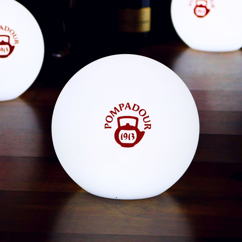 Personalised Table Lamp, Branded LED E27 Round Orb Light Box, Custom Printed with Logo