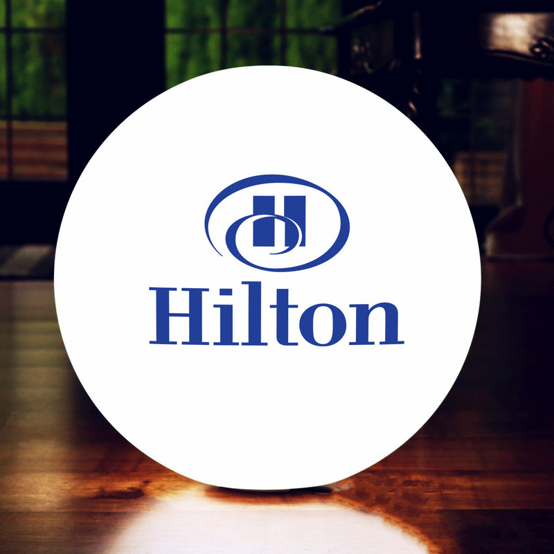 Custom Circular LED Lamp, Promotional Illuminated Display Light Box with Branding, 40cm Orb