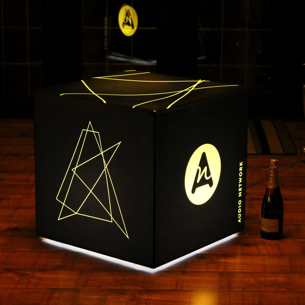 Customized Branded Furniture Seat Stool, LED Display Light Box Floor Lamp, Cube 50cm