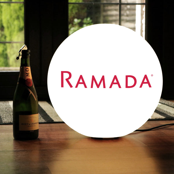 Custom Circular LED Lamp, Promotional Illuminated Display Light Box with Branding, 40cm Orb