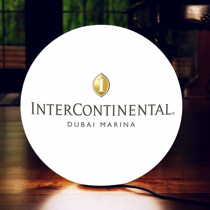 Custom Circular LED Lamp, Promotional Illuminated Display Light Box with Branding, 40cm Orb