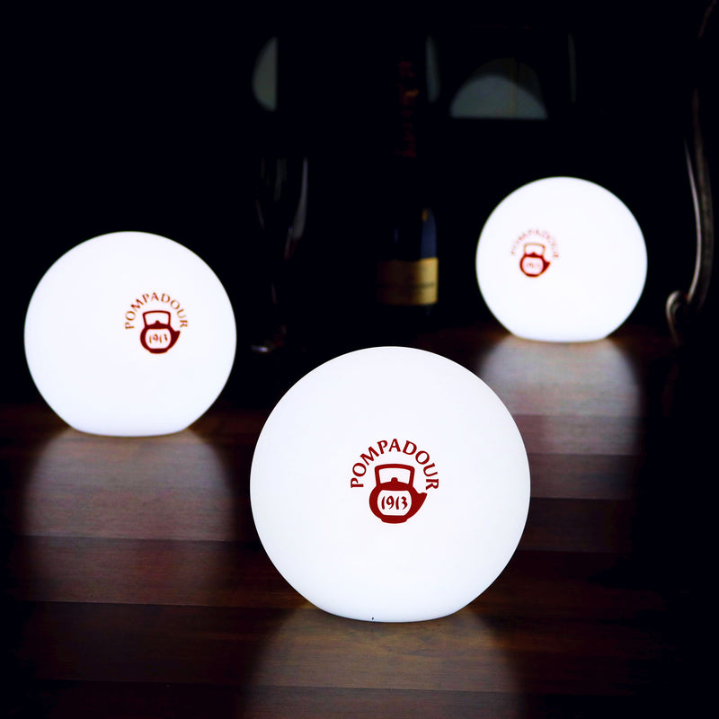 Personalised LED Table Centre Lamp, Custom Printed Promotional Logo Light Box, 15cm Sphere