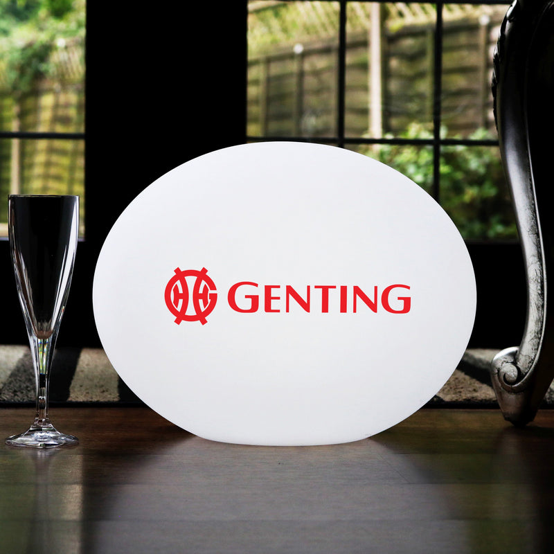 Personalised LED Table Lamp, Custom Printed Circular Outdoor LED Light Box, Illuminated Sign