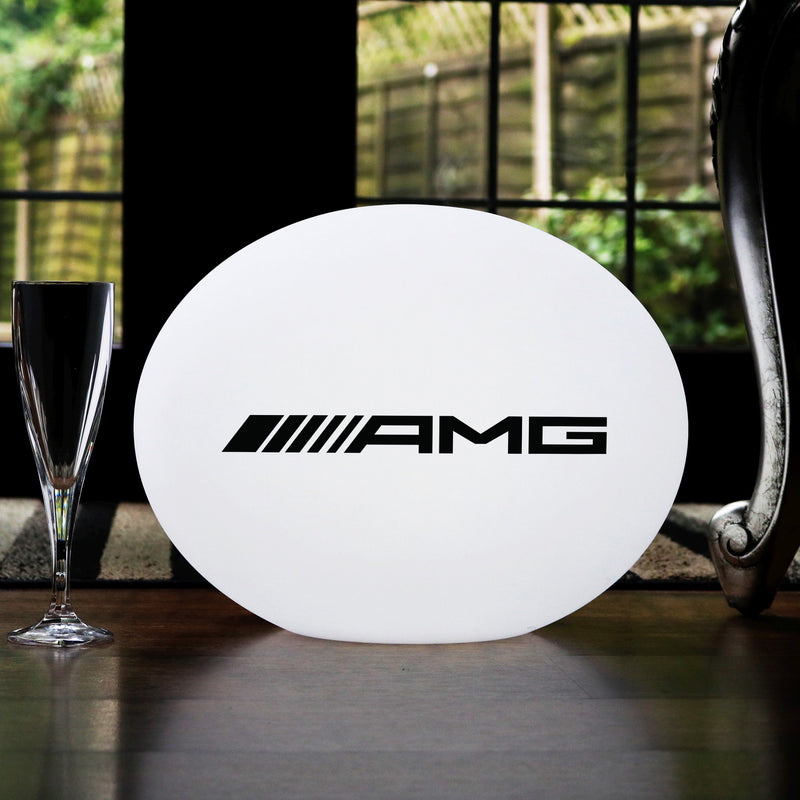 Personalised LED Table Lamp, Custom Printed Circular Outdoor LED Light Box, Illuminated Sign