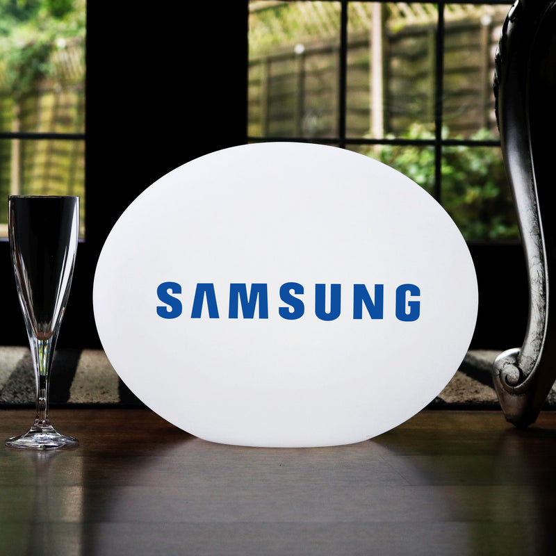 Personalised LED Table Lamp, Custom Printed Circular Outdoor LED Light Box, Illuminated Sign