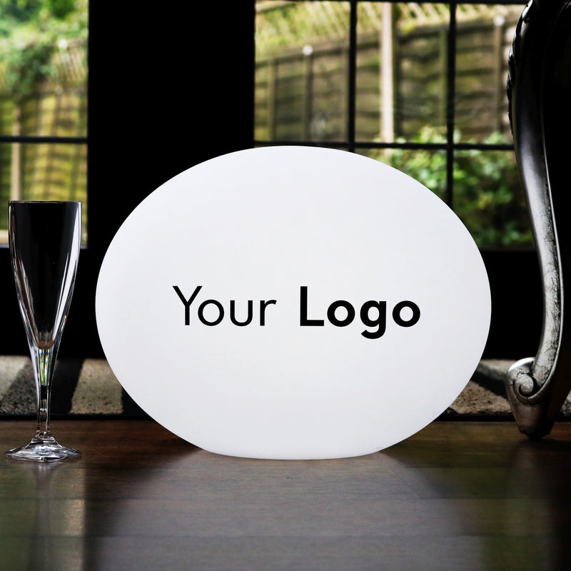 Personalised LED Table Lamp, Custom Printed Circular Outdoor LED Light Box, Illuminated Sign