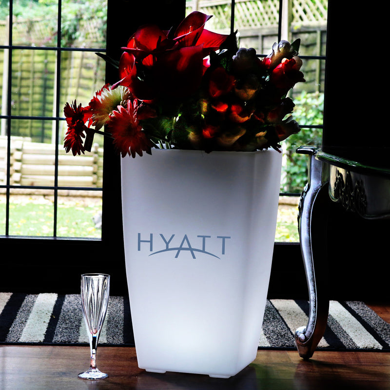 Custom Branded LED Floor Standing Vase, Personalised Lightbox Flower Plant Pot, Display Sign