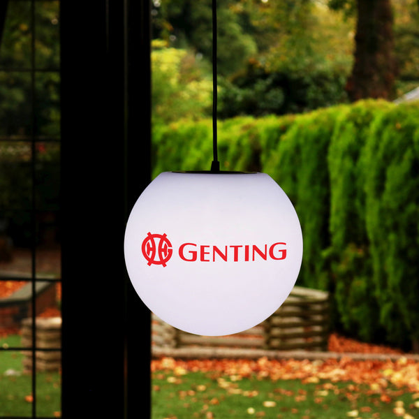 Personalised LED Ceiling Circular Light Box, Branded Illuminated Sphere Pendant Lamp with Logo