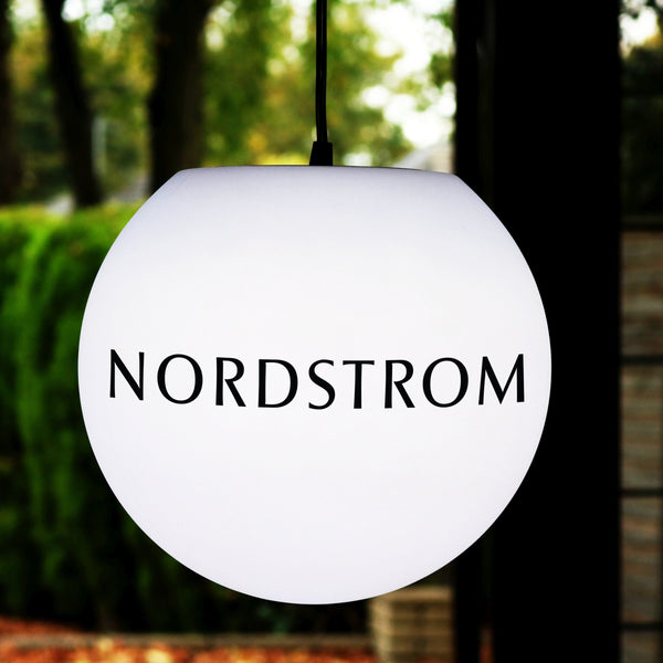 Branded LED Hanging Lightbox Sign, Personalised Pendant Lamp with Logo, 30cm Sphere, E27
