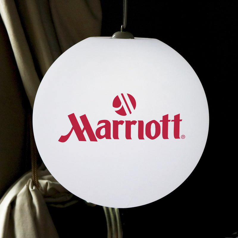 Branded LED Hanging Lightbox Sign, Personalised Pendant Lamp with Logo, 30cm Sphere, E27