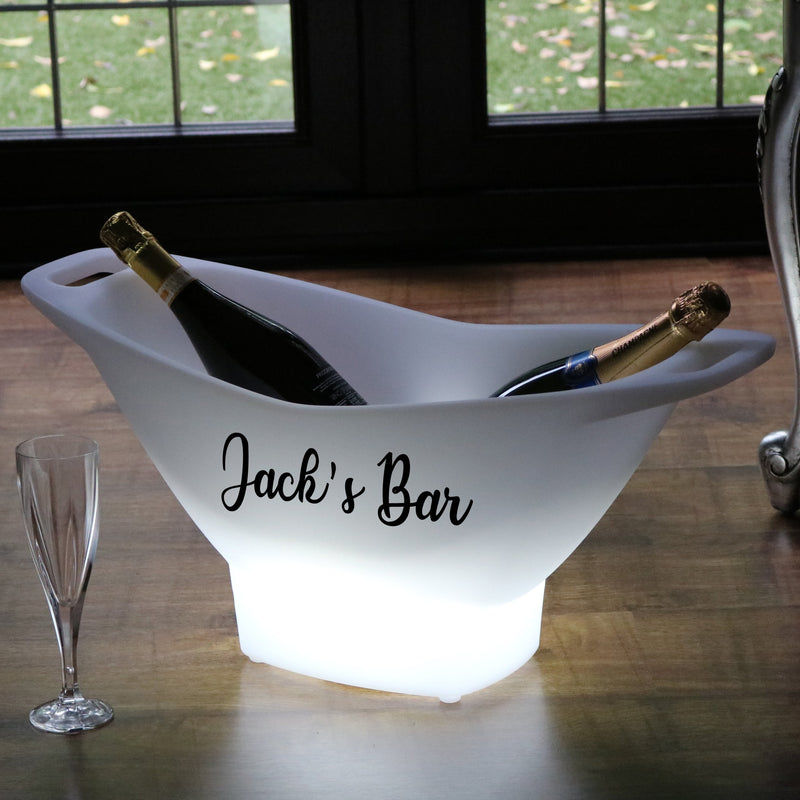 Customised Large LED Ice Bucket, Personalised Champagne Wine Drinks Cooler, Logo Sign Light Box