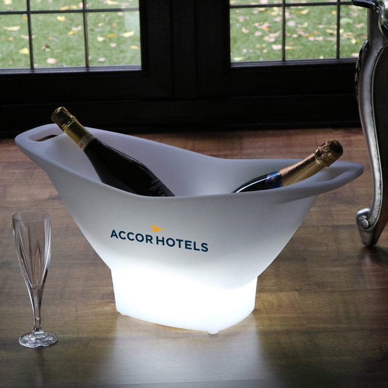 Customised Large LED Ice Bucket, Personalised Champagne Wine Drinks Cooler, Logo Sign Light Box