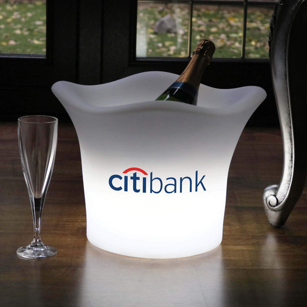 Personalised LED Ice Bucket, Custom Branded Illuminated Lightbox, Wine Champagne Cooler with Logo