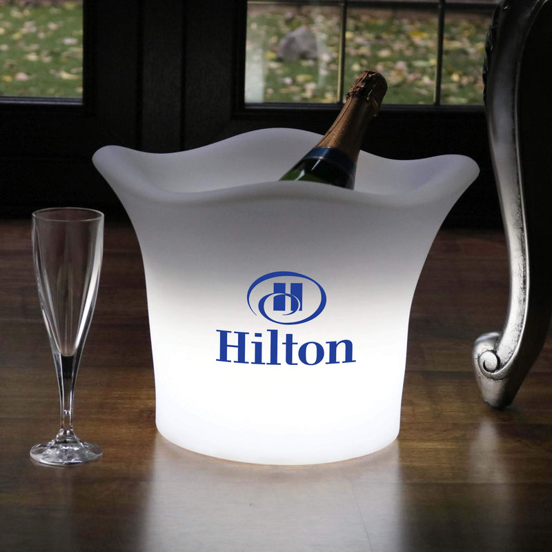 Personalised LED Ice Bucket, Custom Branded Illuminated Lightbox, Wine Champagne Cooler with Logo