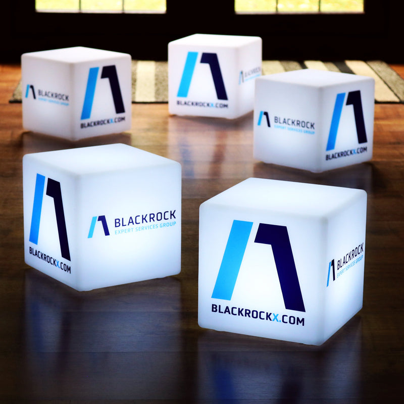 Branded LED Seat Stool, Customized Display Signage, Wireless Cube Light Box, 40cm