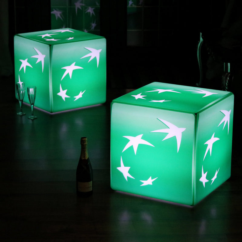 Personalized Branded LED Furniture Seat Stool, Display Sign Advertising Lightbox, 40cm Cube