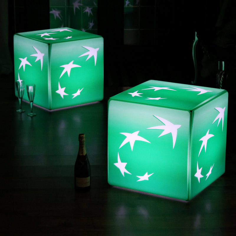 Personalized Light Box with Logo, Cordless LED Illuminated Display Sign Table Lamp, Cube