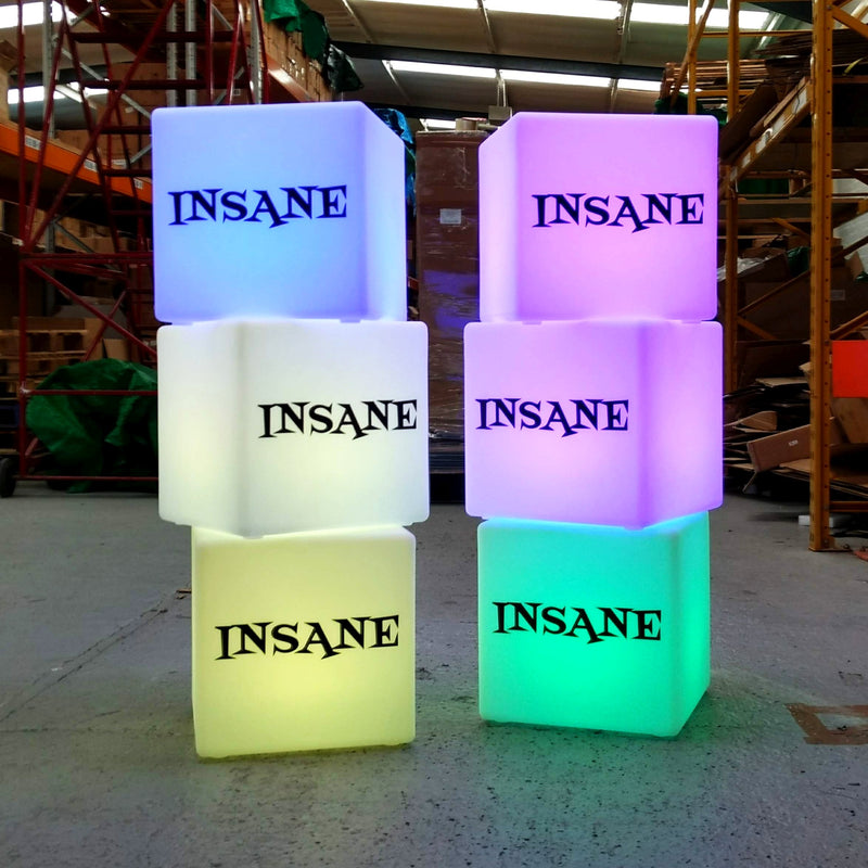 Branded LED Seat Stool, Customized Display Signage, Wireless Cube Light Box, 40cm